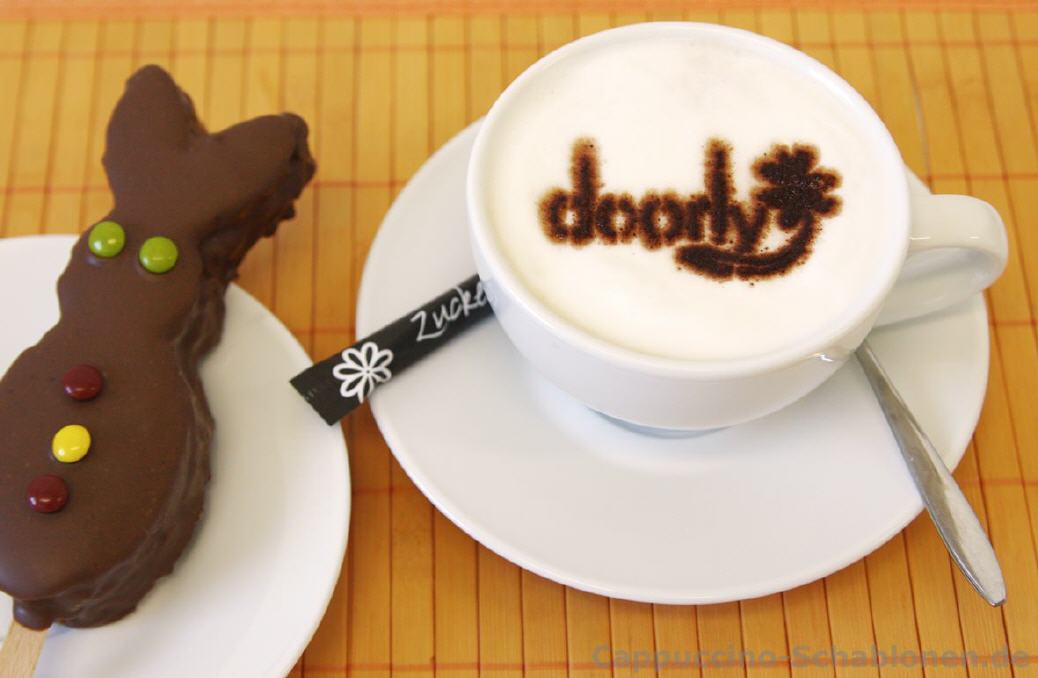 Milchschaumabdruck Ostern Cappuccino-Schablonen.de