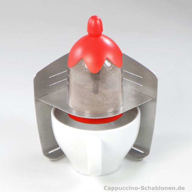 Schablonenhalter Cappuccino mit Kakaostreuer